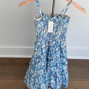 Janie and Jack Blue Leaf Print Smocked Sundress - NWT